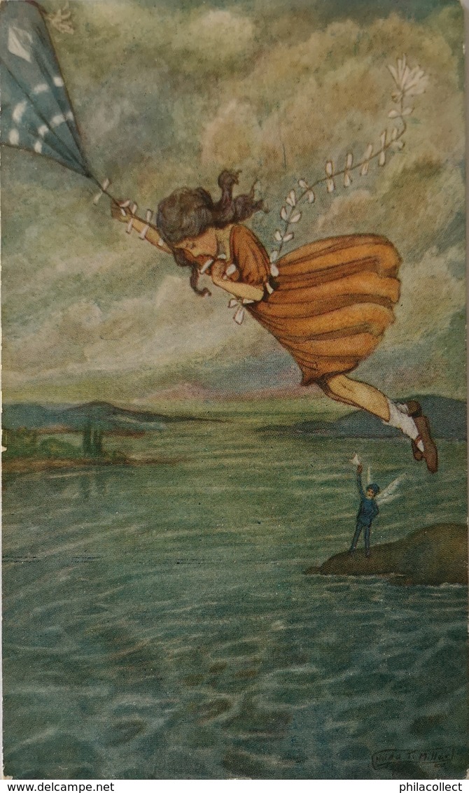 Illustrator : Hilda T Miller // Peter Pan // The Kite Carries Wendy To The Shore // Used In NL 193? Fauklner Card - Ebner, Pauli