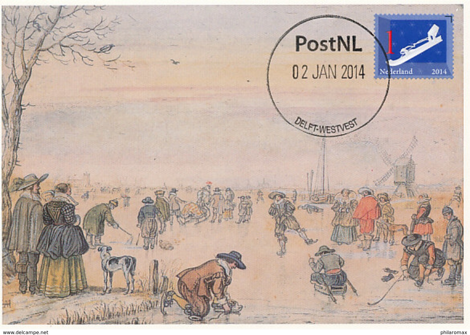 D34956 CARTE MAXIMUM CARD FD 2014 NETHERLANDS - SKATING WINTER CP ORIGINAL - Winter (Other)