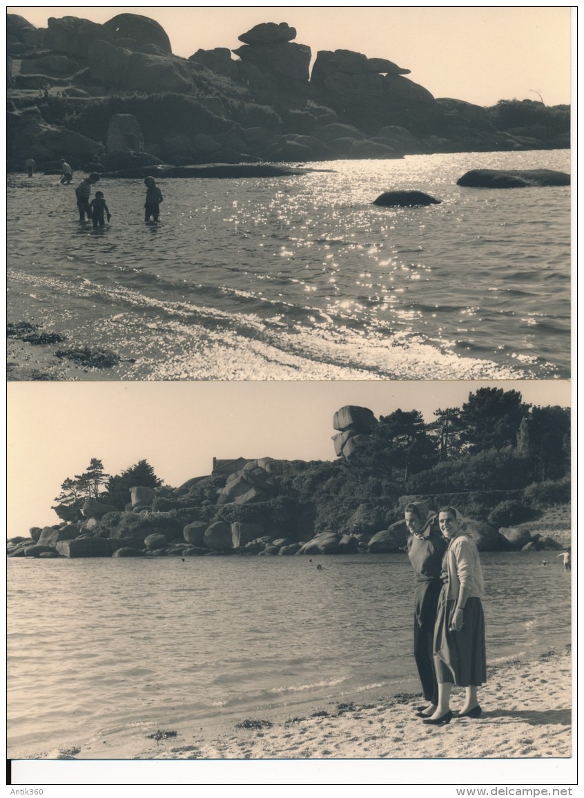 Lot De 11 Photos Amateur - 22 TREGASTEL SAINT GUIREC PORT BLANC Août 1956 - No CPA - Trégastel