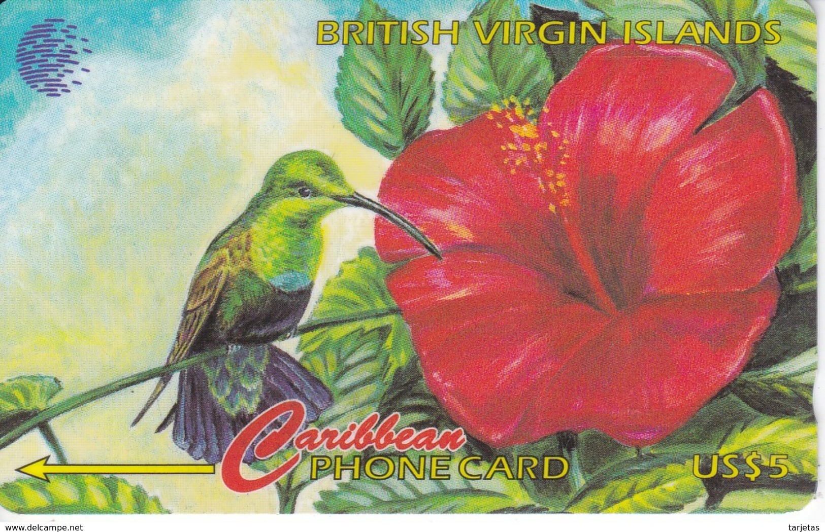 TARJETA DE ISLAS VIRGENES DE UN COLIBRI 25CVBA - Jungferninseln (Virgin I.)