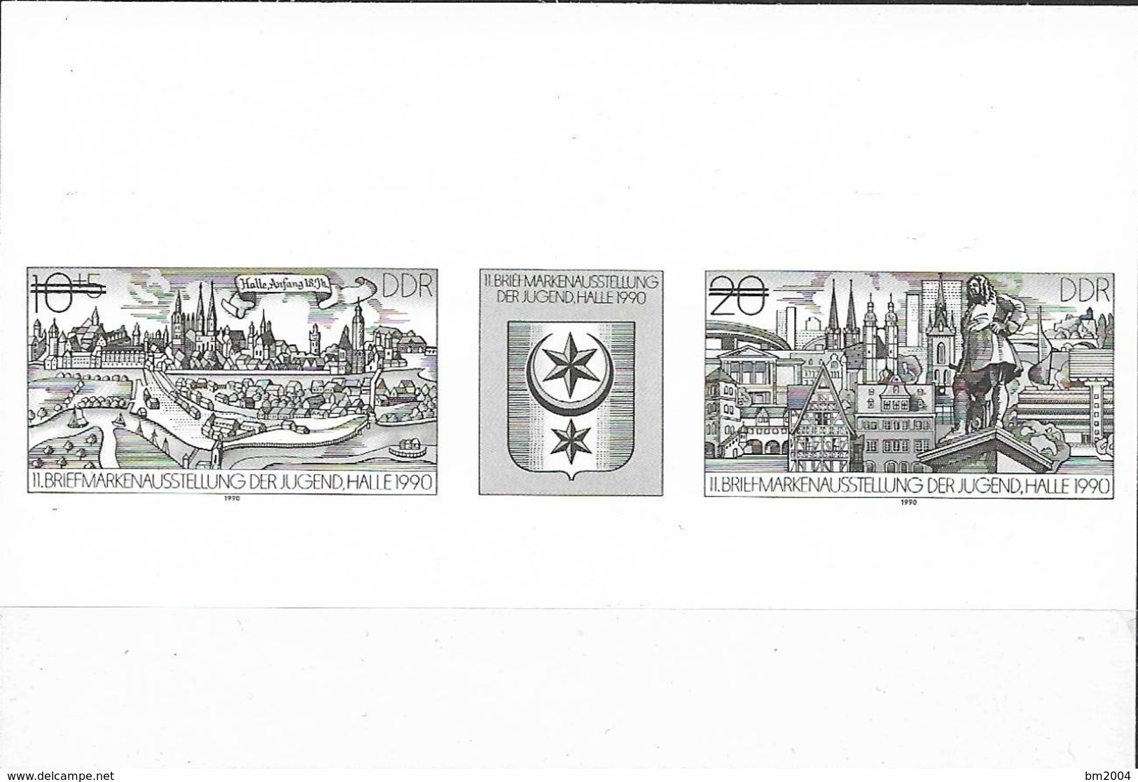 1990 DDR Mi.3338-9 **MNH Schwarzdruck Briefmarkenausstellung Der Jugend, Halle. - Nuevos