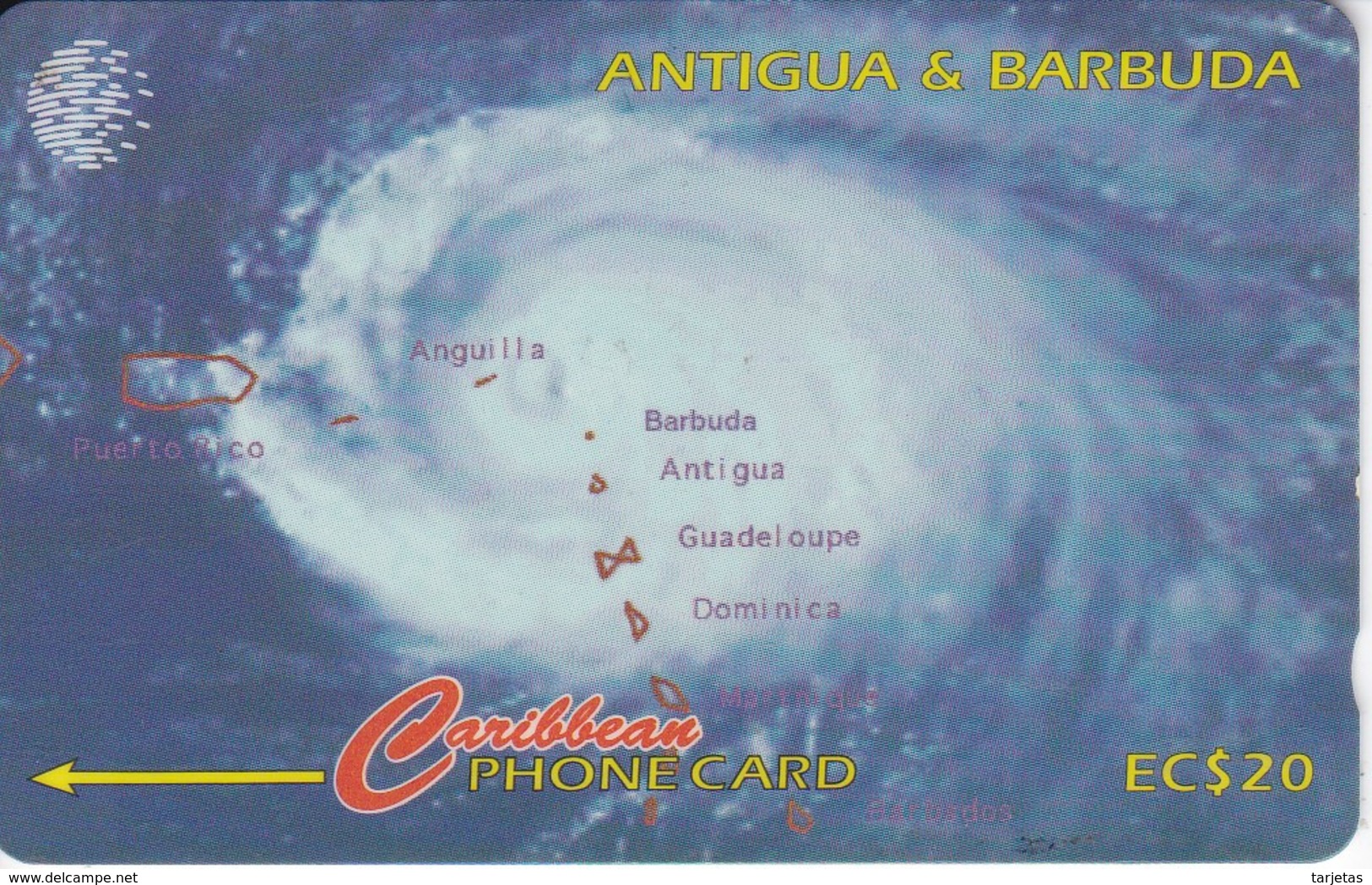 TARJETA DE ANTIGUA & BARBUDA DE UN HURACAN (HURRICANE) 54CATF - Antigua E Barbuda