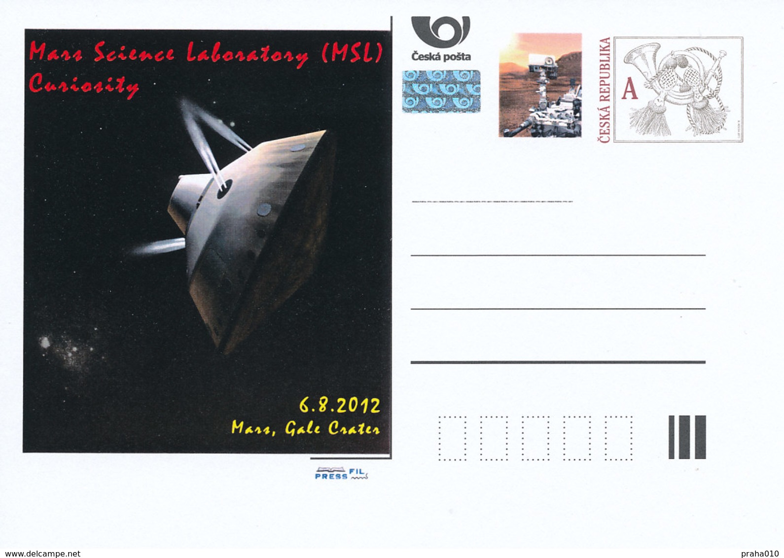 Rep. Ceca / Cart. Postali (Pre2012/45) Mars Science Laboratory (MSL) Curiosità, 6.8.2012 Mars, Entrata Guidata - Altri & Non Classificati