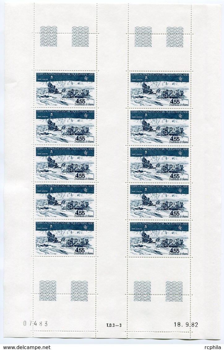 RC 9820 TAAF N° PA 74 TRAINEAU A CHIENS FEUILLE COMPLETE AVEC COIN DATÉ COTE 54€ NEUF ** TB - Poste Aérienne