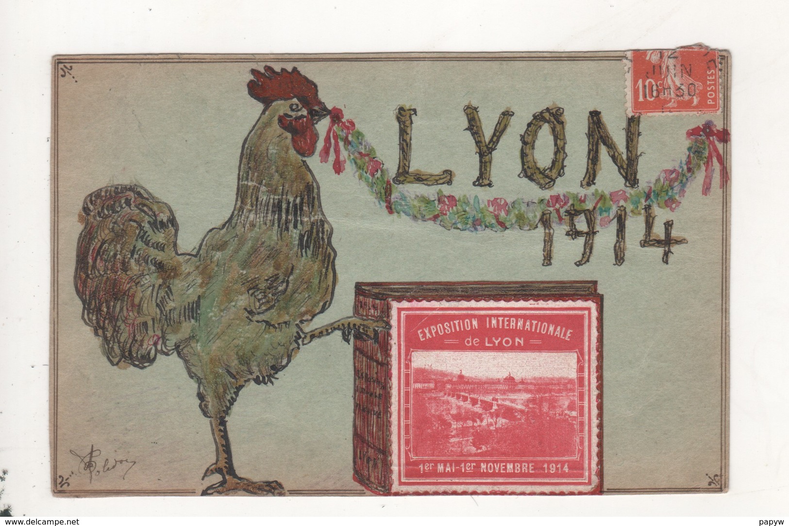 Lyon Coq 1914 Timbre Exposition Internationale - Autres & Non Classés