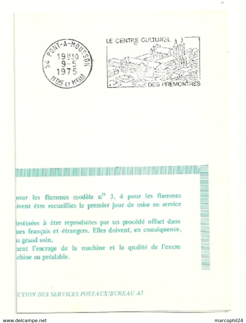 MEURTHE & MOSELLE - Dépt N° 54 = PONT-A-MOUSSON 1975 = FLAMME PREMIER  JOUR = SECAP Illustrée  ' PREMONTRES / Culturel ' - Oblitérations Mécaniques (flammes)