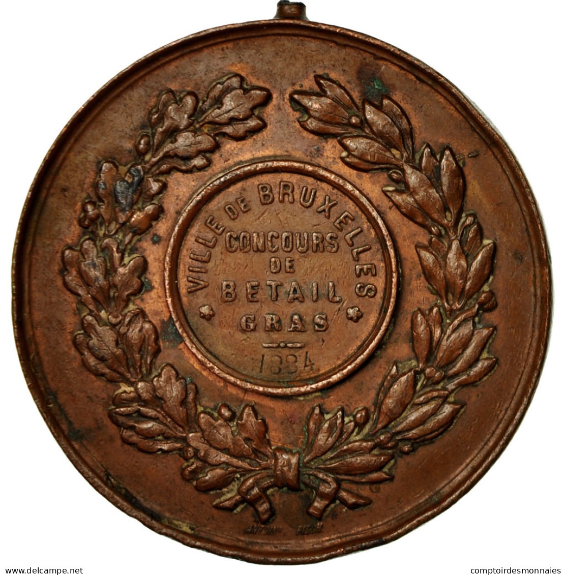 Belgique, Médaille, Leopold II, Concours De Bétail Gras, Bruxelles, 1884 - Autres & Non Classés