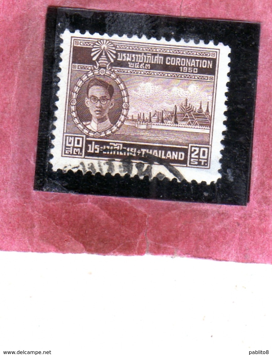 THAILANDE THAILAND TAILANDIA 1950 King Bhumibol Adulyadej And Palace KING 20s USATO USED OBLITERE' - Tailandia