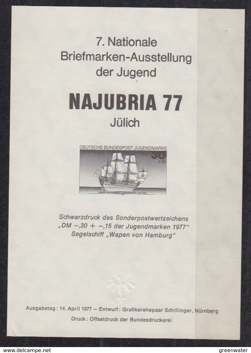 Germany 1977 Najubria 77 M/s Blackprint (small Wrinkle In Corner) ** Mnh (40433D) - Andere & Zonder Classificatie