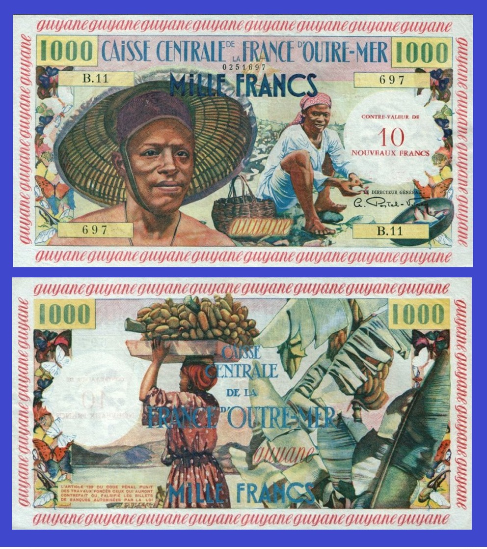 French Guiana 1000 Francs 1961 - REPLICA --  REPRODUCTION - Guyane Française