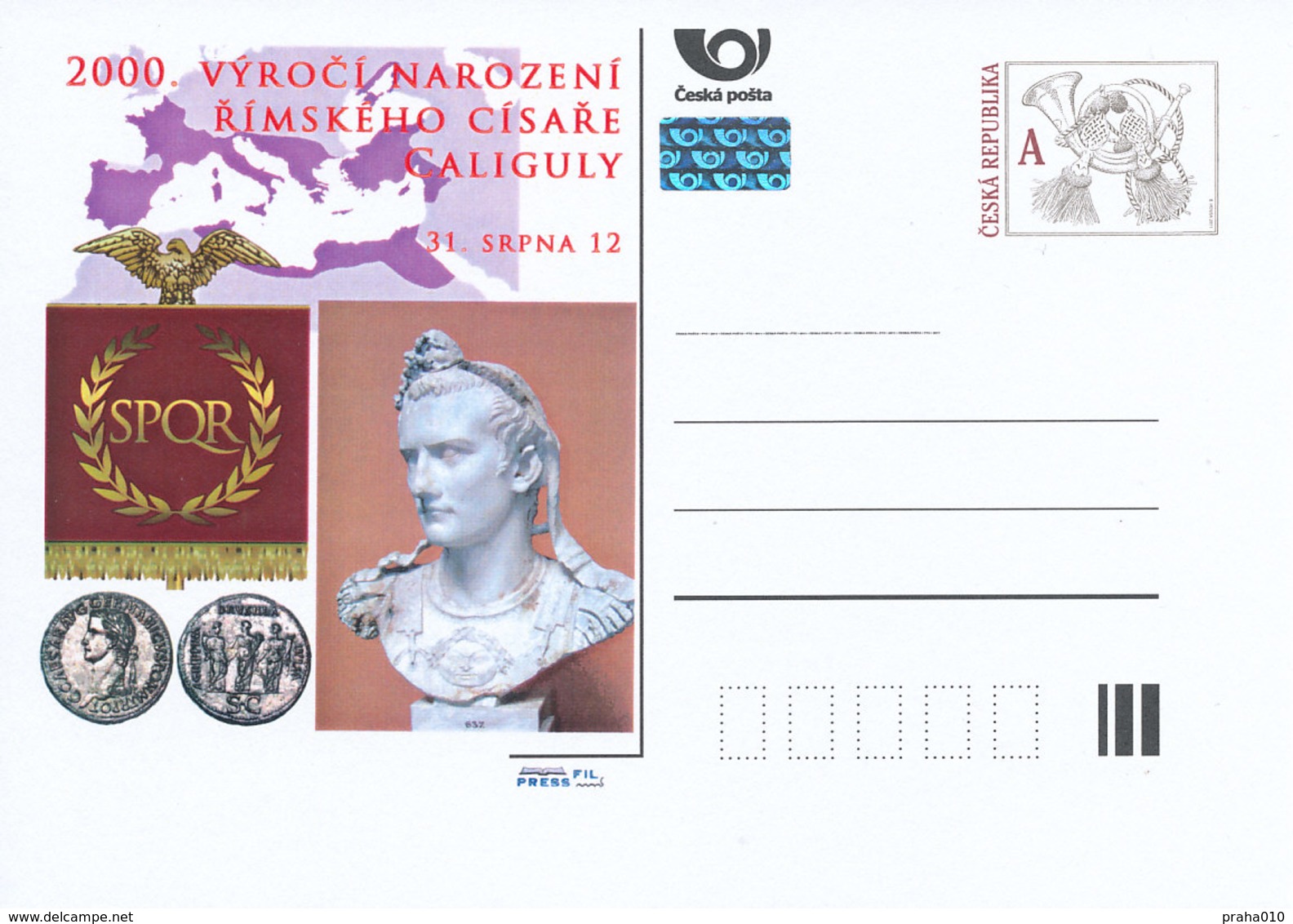 Rep. Ceca / Cart. Postali (Pre2012/49) 2000 Anniversario Della Nascita Dell'imperatore Romano Caligola (12-41) - Buste