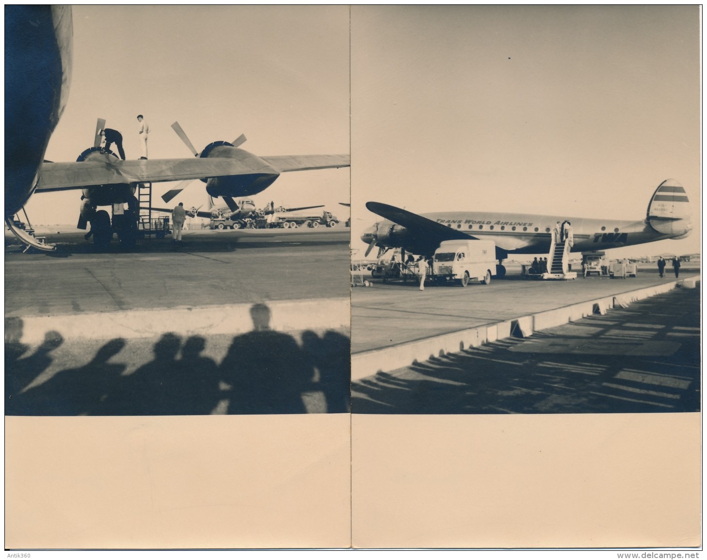 Lot De 2 Photos Amateur - 94 ORLY Avion TWA Juin 1952 - No CPA - Orly
