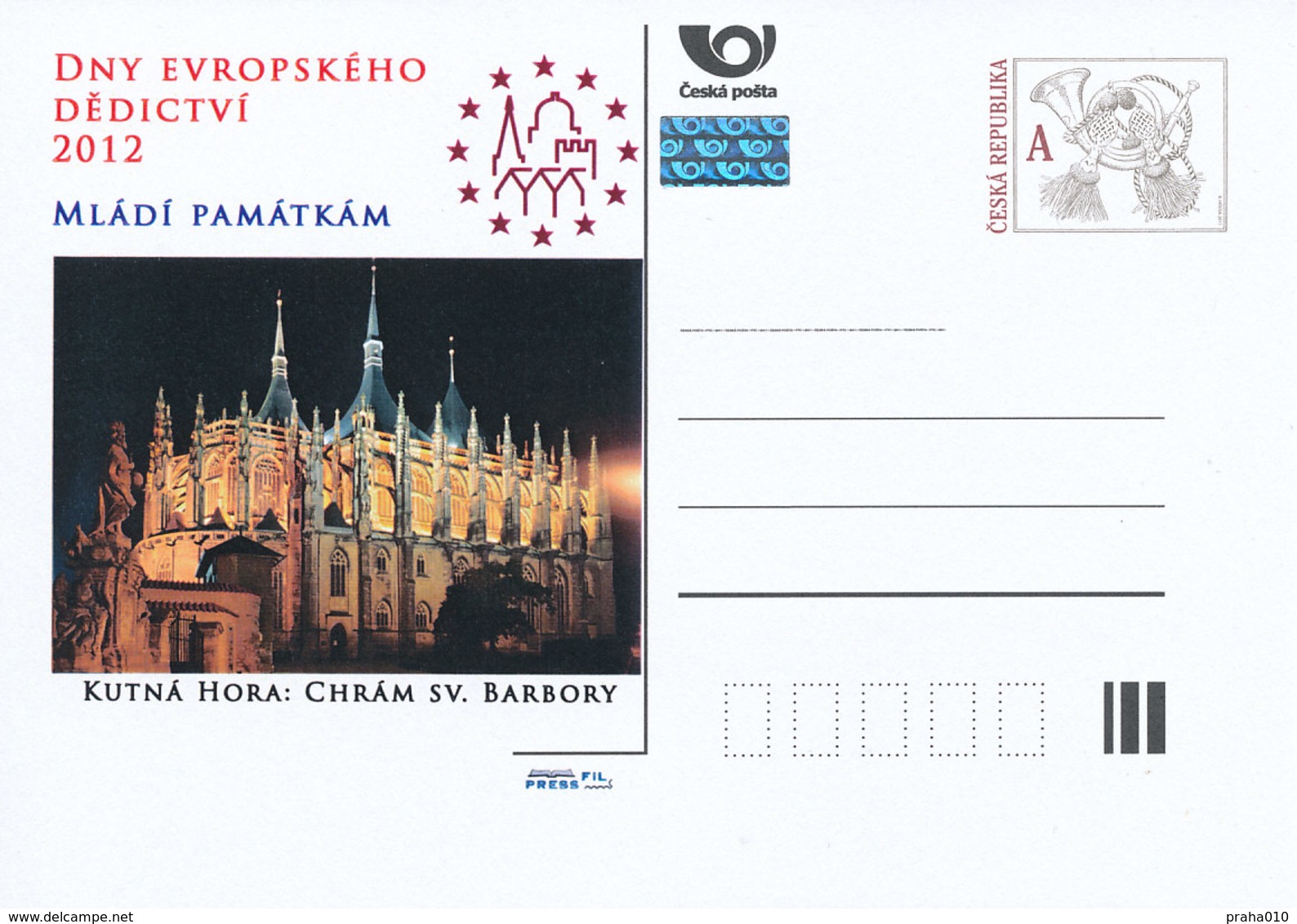 Rep. Ceca / Cart. Postali (Pre2012/51) Giornate Europee Del Patrimonio 2012; Chiesa Di Santa Barbara, Kutna Hora - Altri & Non Classificati