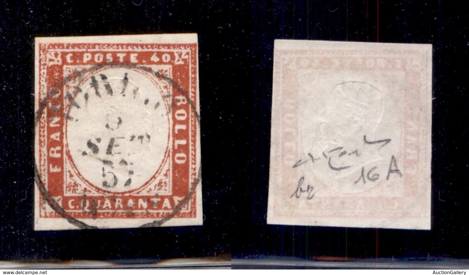 ANTICHI STATI - SARDEGNA - 1857 - 40 Cent (16A) Usato - Raybaudi (200) - Sardinien