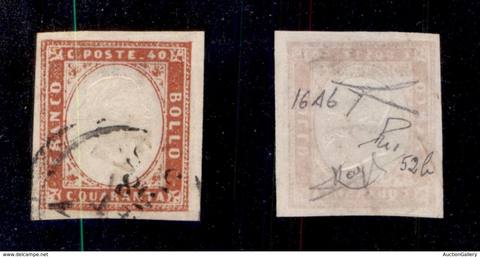 ANTICHI STATI - SARDEGNA - 1857 - 40 Cent (16Ab-vermiglio Arancio) Usato - Molto Bello - Raybaudi + Bottacchi (200) - Sardinia