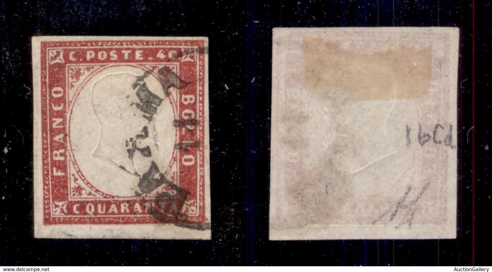 ANTICHI STATI - SARDEGNA - 1860 - 40 Cent (16Cd-rosa Scuro) Usato - Molto Bello - Diena + Cert. Bottacchi (5.000) - Sardinien