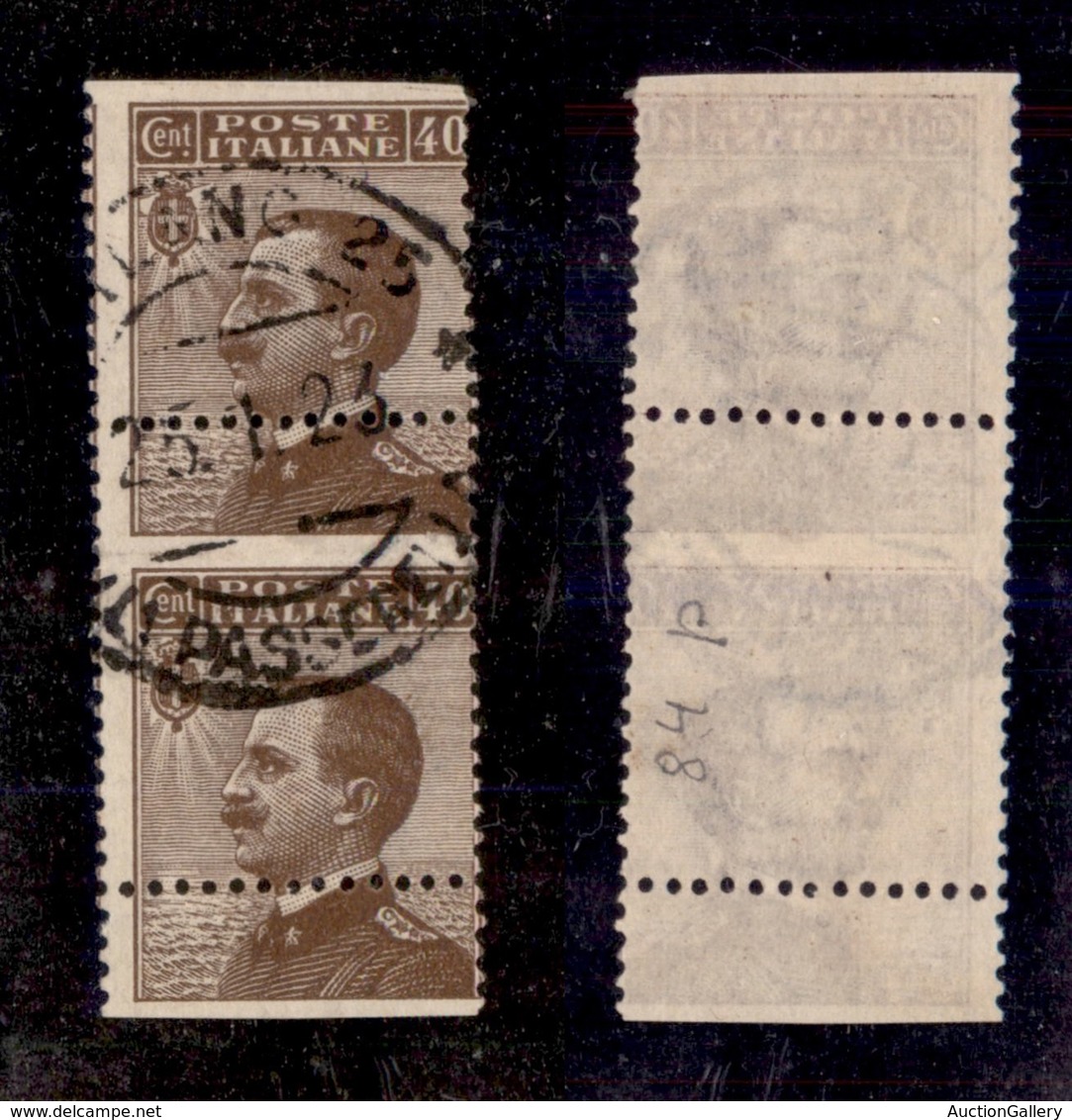 REGNO D'ITALIA - 1908 - 40 Cent Michetti (84me-varietà) Usato - Dentellatura Orizzontale Molto Spostata (7mm.) - Coppia  - Otros & Sin Clasificación