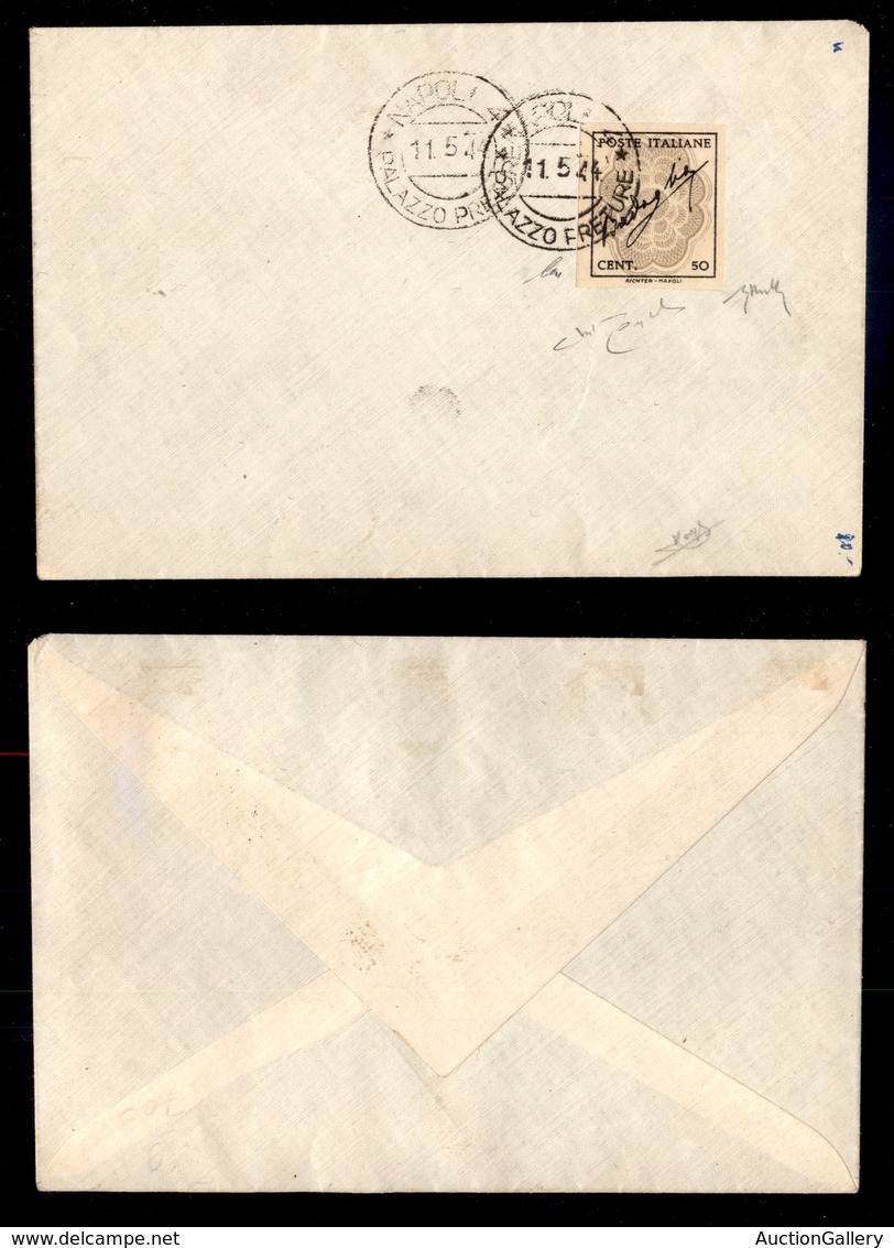 REGNO D'ITALIA - Badoglio - Non Emessi - 50 Cent (515Cb) Non Dentellato - Usato Su Busta - Napoli 11.5.44 - Molto Bello  - Otros & Sin Clasificación