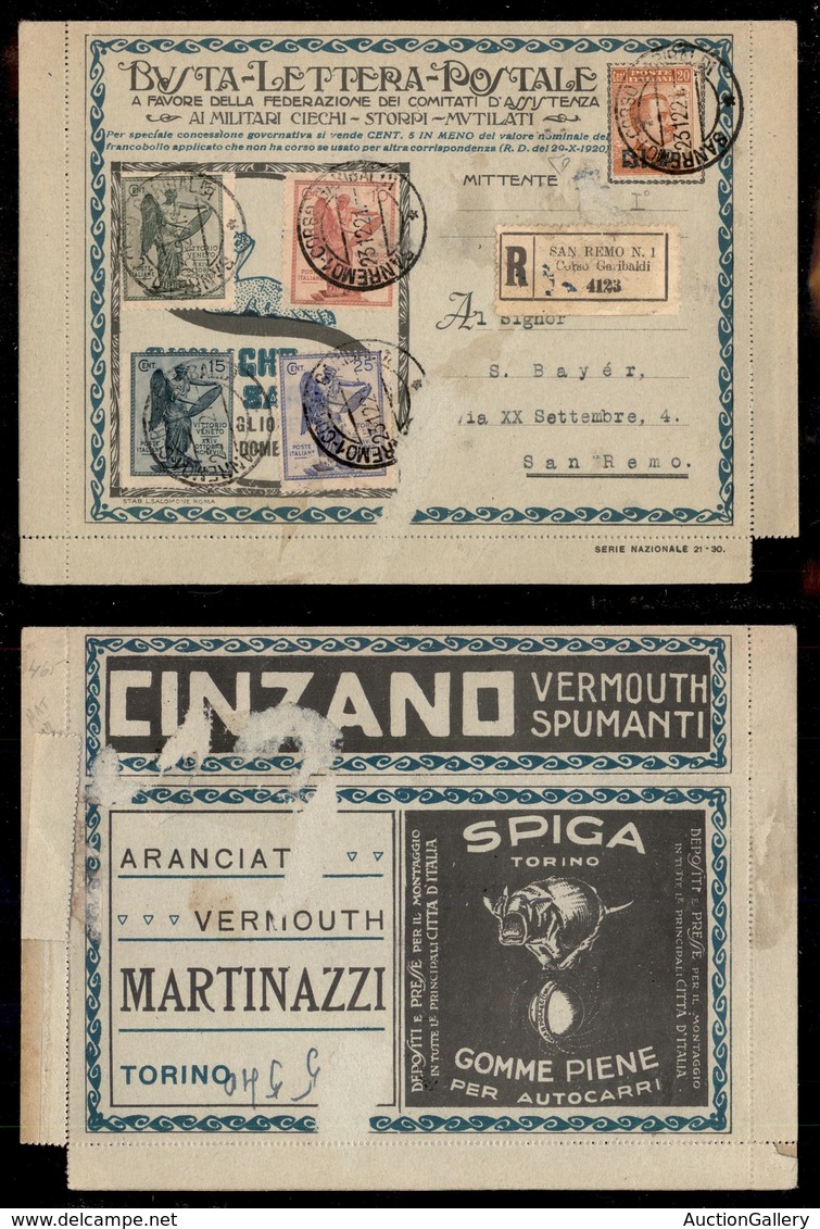 REGNO D'ITALIA - 1921 - BLP - 20 Cent (2) Con Complementari (Vittoria 119/122) Su Busta Speciale (Nazionale 21/30) Racco - Otros & Sin Clasificación