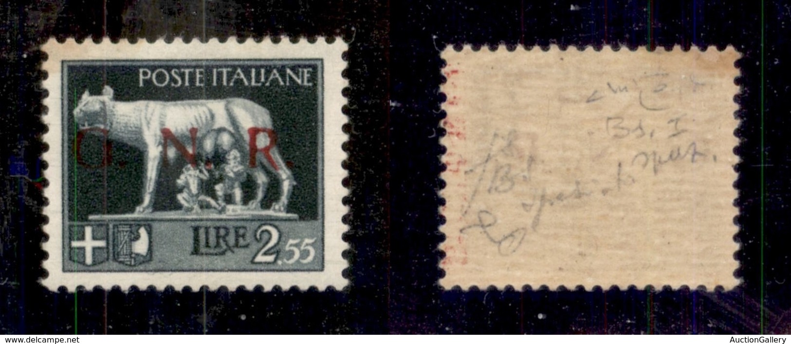 REPUBBLICA SOCIALE - GNR BRESCIA - 1943 - Spaziati - 2,55 Lire (483/A) - Gomma Integra - Fiecchi + Raybaudi + Cert. AG ( - Otros & Sin Clasificación