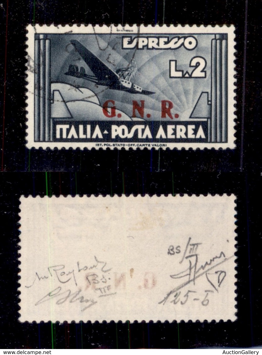 REPUBBLICA SOCIALE - GNR BRESCIA - 2 Lire Aeroespresso (125/IIIac-Aerea) - Usato - Punto Grosso Dopo R - Molto Raro - No - Other & Unclassified