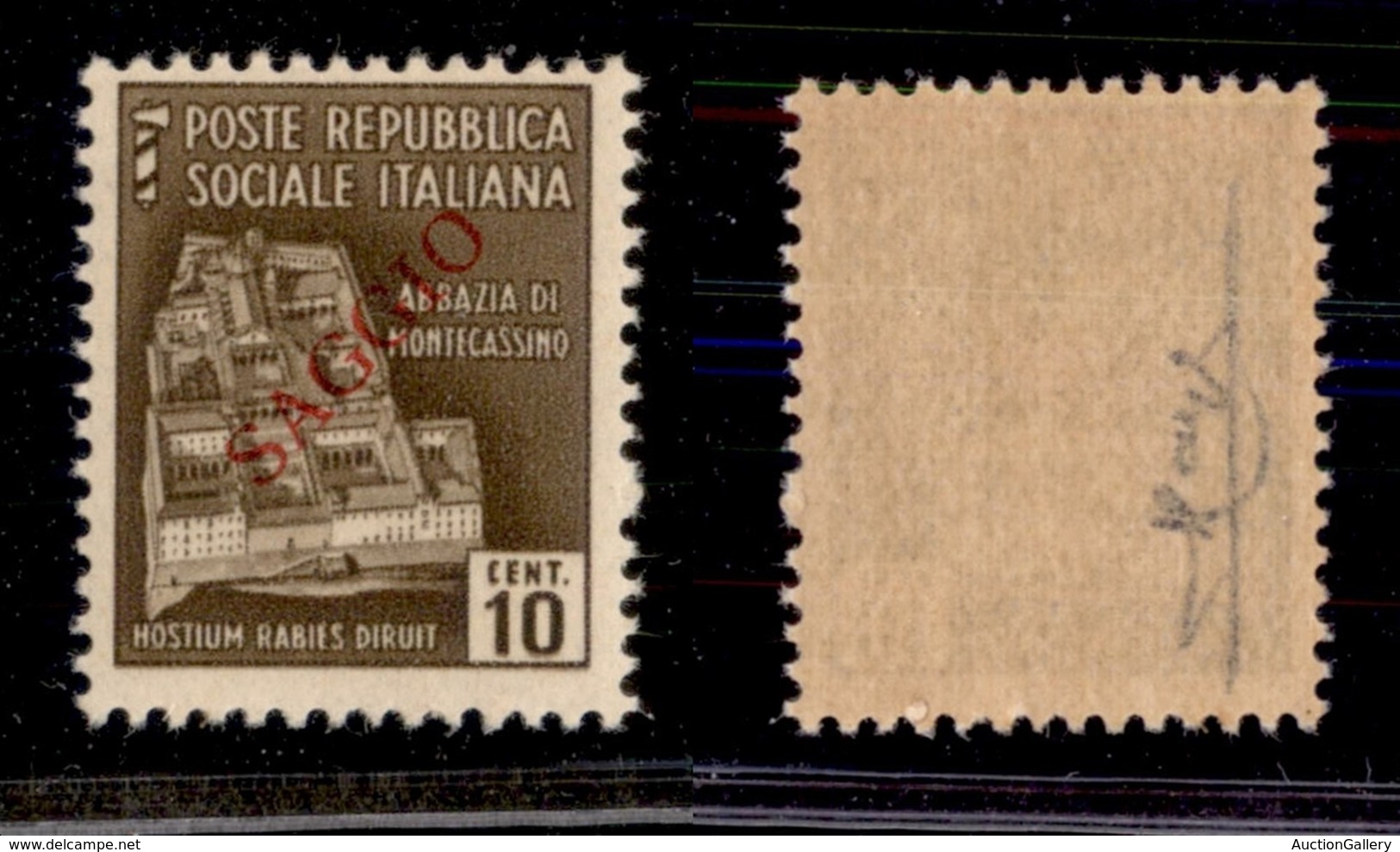 REPUBBLICA SOCIALE - MONUMENTI DISTRUTTI - 1944 - Saggi - 10 Cent Montecassino (503) - Gomma Integra - Raybaudi (1.600) - Otros & Sin Clasificación