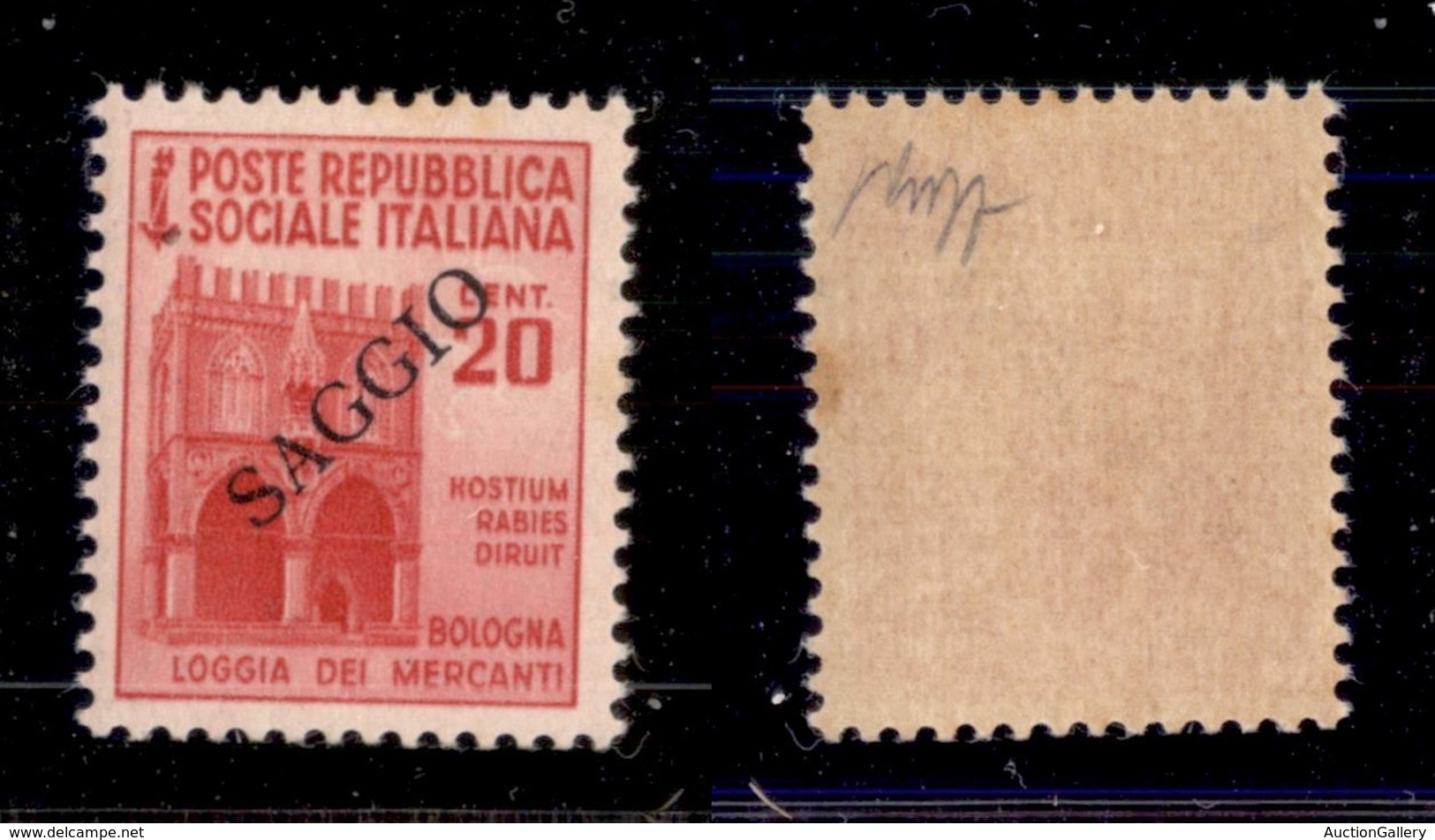 REPUBBLICA SOCIALE - MONUMENTI DISTRUTTI - 1944 - Saggi - 20 Cent Bologna (504) - Gomma Integra - Caffaz (1.600) - Otros & Sin Clasificación