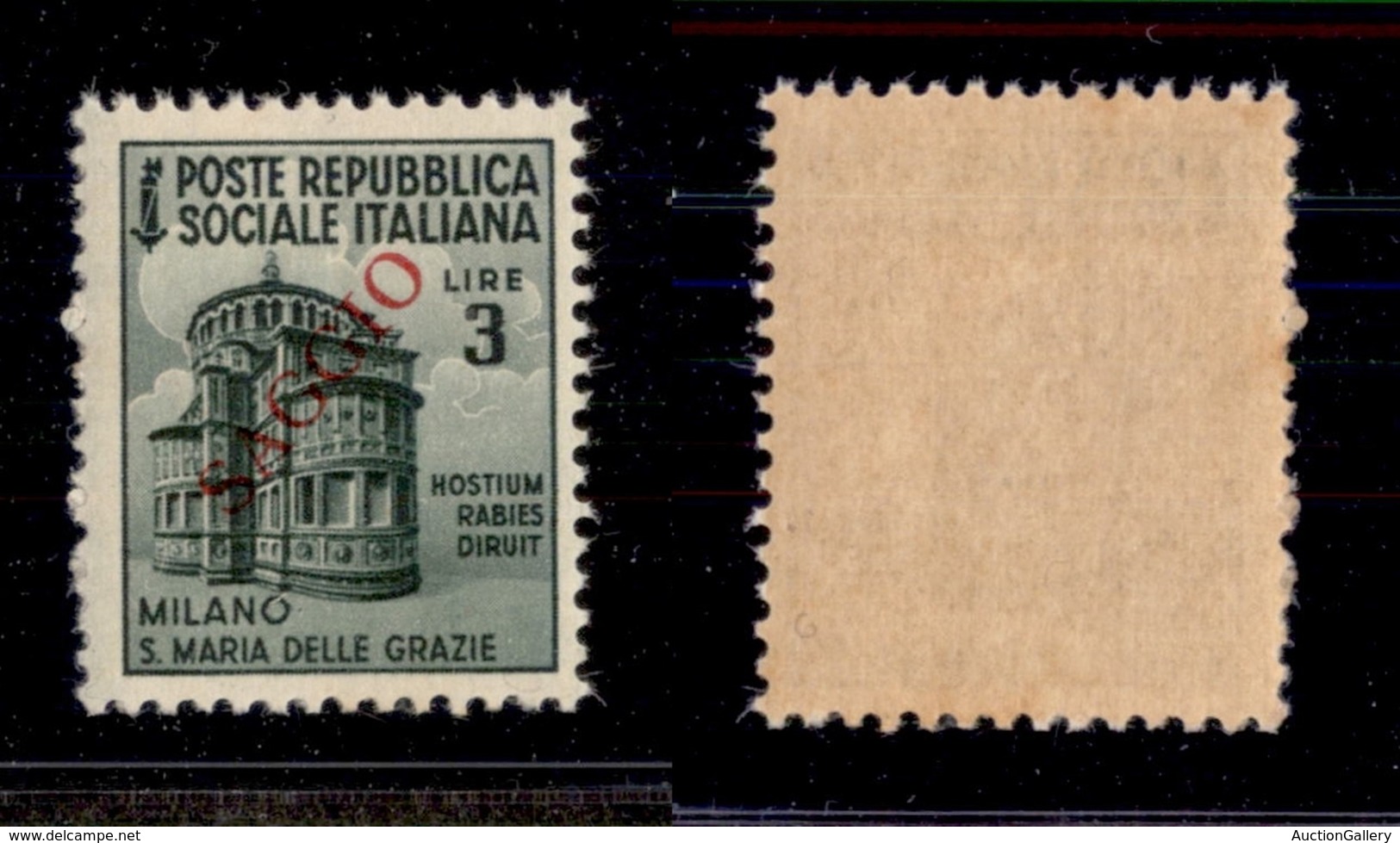 REPUBBLICA SOCIALE - MONUMENTI DISTRUTTI - 1944 - Saggi - 3 Lire Milano (511) - Gomma Integra - Cert. AG (1.600) - Otros & Sin Clasificación