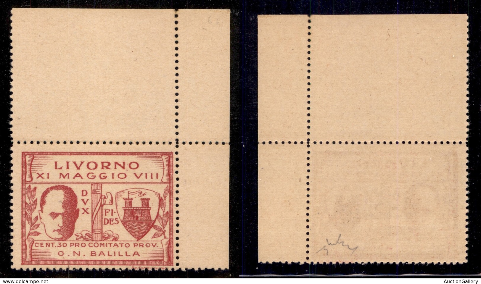 ENISSIONI LOCALI - LIVORNO - 1930 - 30 Cent (1) Angolo Di Foglio (pos.5) - Gomma Integra (400+) - Otros & Sin Clasificación