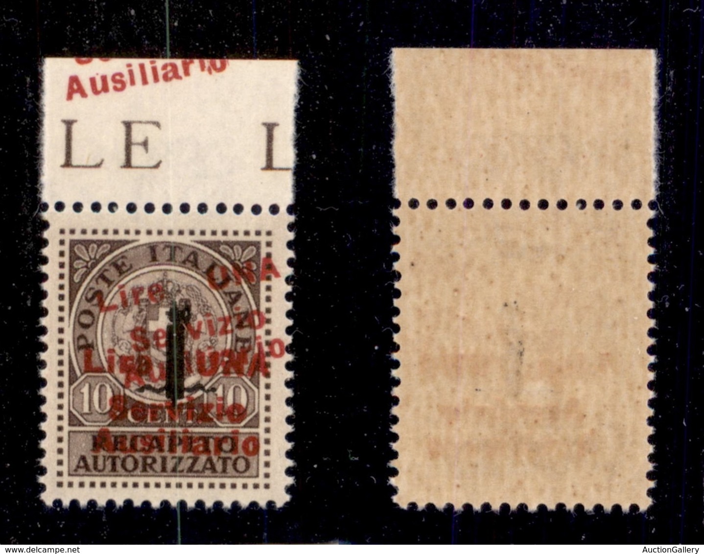 ENISSIONI LOCALI - GUIDIZZOLO - 1945 - 1 Lira Su 10 Cent (2b) Bordo Foglio Con Doppia Soprastampa (una Obliqua Ripetuta  - Sonstige & Ohne Zuordnung