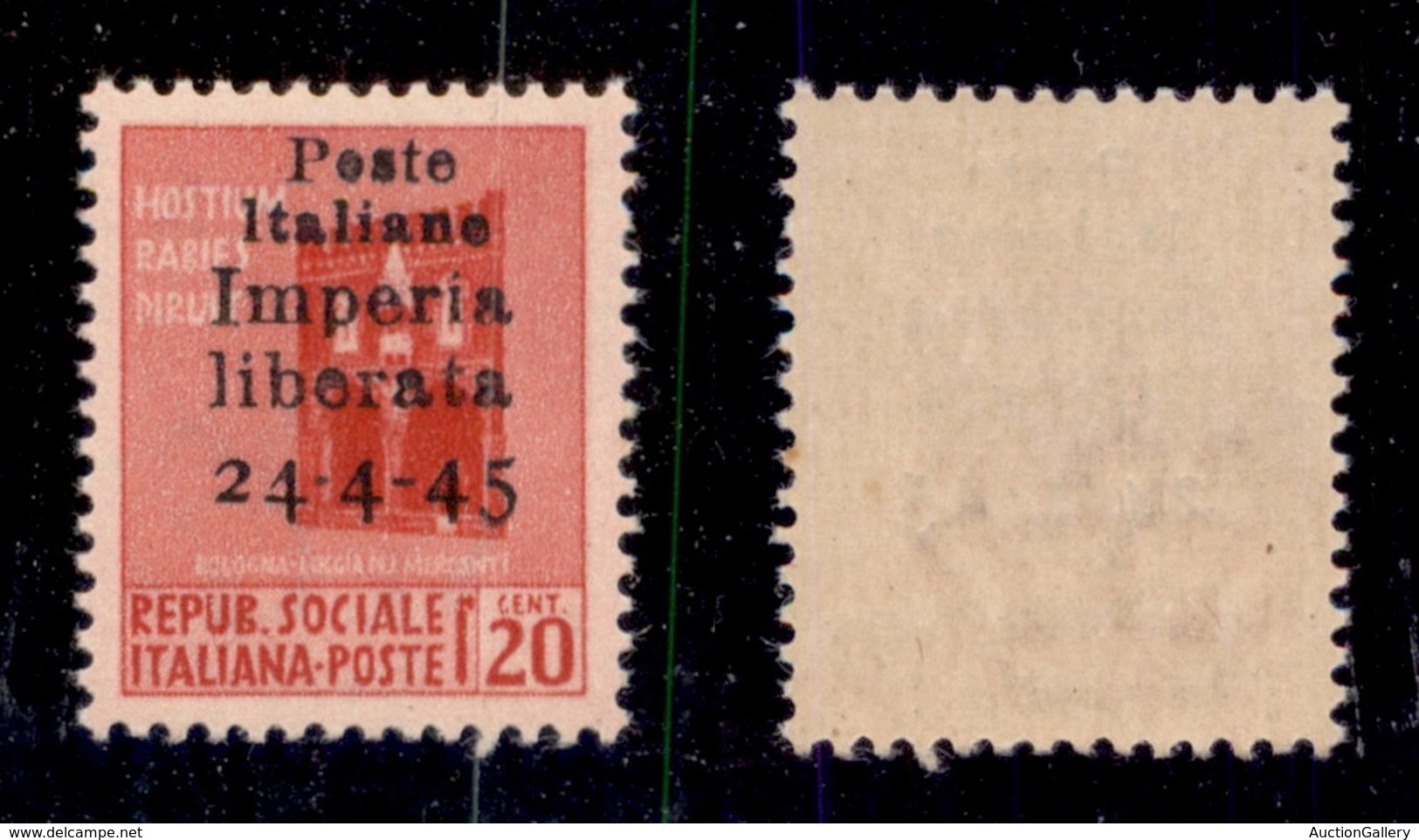 ENISSIONI LOCALI - IMPERIA - 1945 - Non Emesso - 20 Cent (22) - Soprastampa In Alto - Gomma Integra - Cert. AG (1.500) - Otros & Sin Clasificación