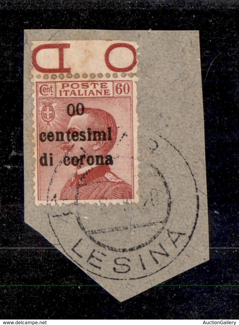 OCCUPAZIONI - TRENTO E TRIESTE - 1919 - 00 Cent Su 60 (10l) Usato Su Frammento (400) - Trento & Trieste