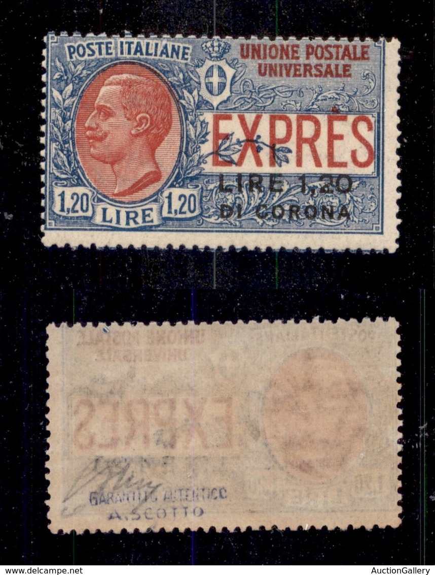 OCCUPAZIONI - DALMAZIA - 1922 - Non Emesso - 1,20 Lire Su 1,20 Espresso (2) - Gomma Integra - Oliva (900) - Dalmatia