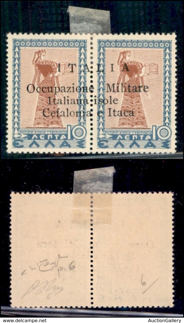 OCCUPAZIONI - CEFALONIA E ITACA - Argostoli - 1941 - 10 + 10 Lepta (12A) Posizione 6 - Gomma Originale Con Prima Linguel - Cefalonia & Itaca