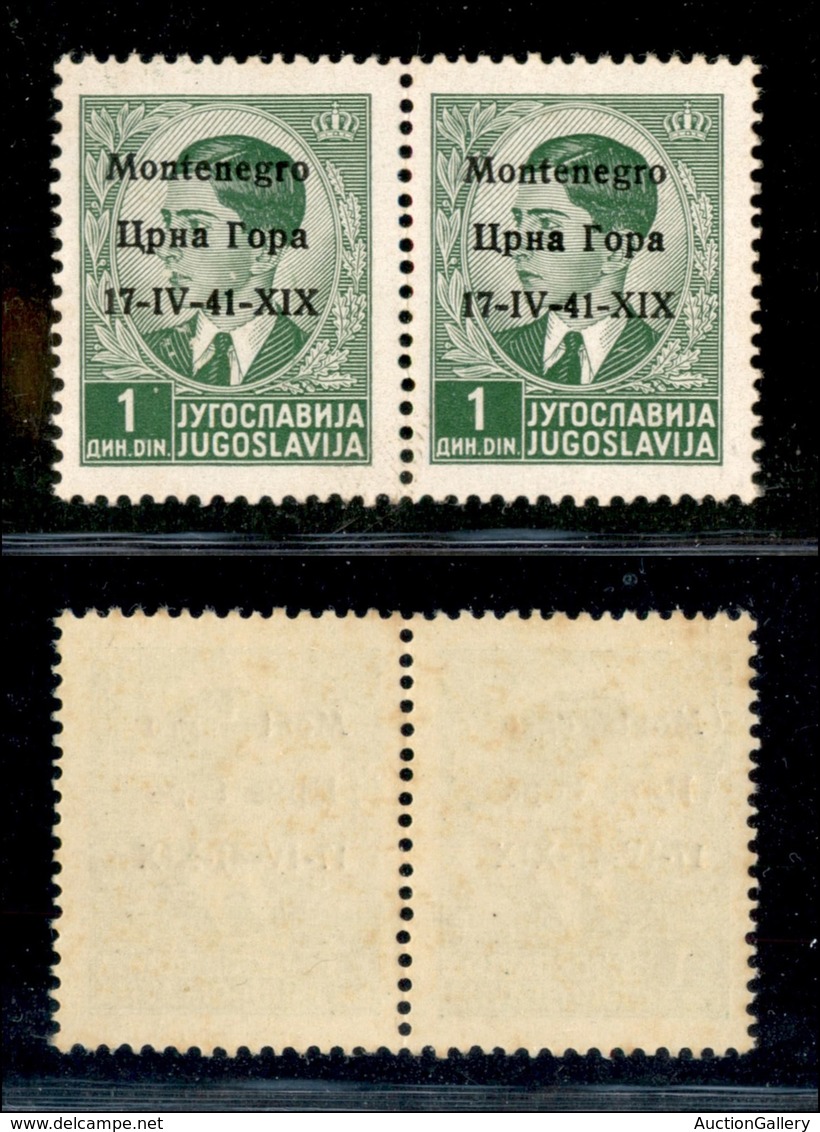 OCCUPAZIONI - MONTENEGRO - 1941 - 1 Din (2) In Coppia - Gomma Integra (40) - Montenegro