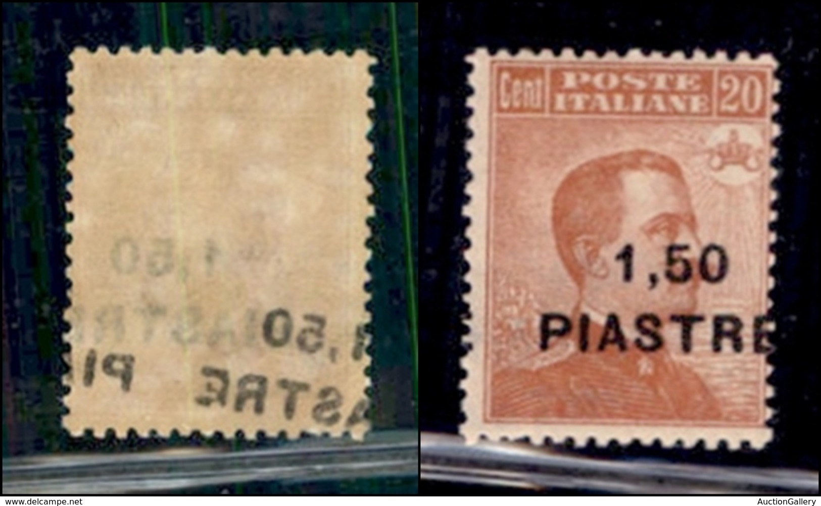 LEVANTE - COSTANTINOPOLI - 1922 - 1,50 Piastre Su 20 Cent (49dab Varietà) Con Soprastampa A Destra + Decalco Obliquo A C - European And Asian Offices