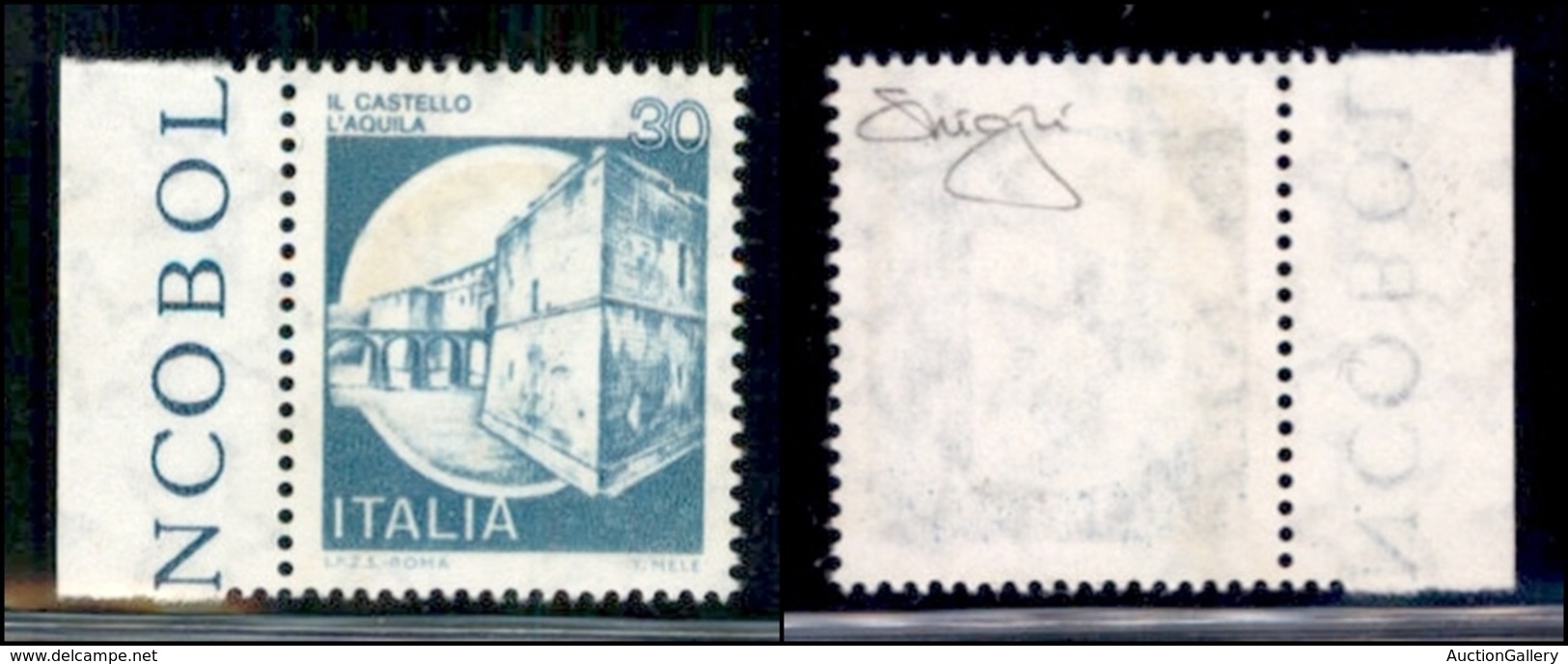 REPUBBLICA - 1981 - Aquila - Naturale Azzurro - 30 Lire Castelli (1506A) - Gomma Integra - Cert. Raybaudi - Otros & Sin Clasificación