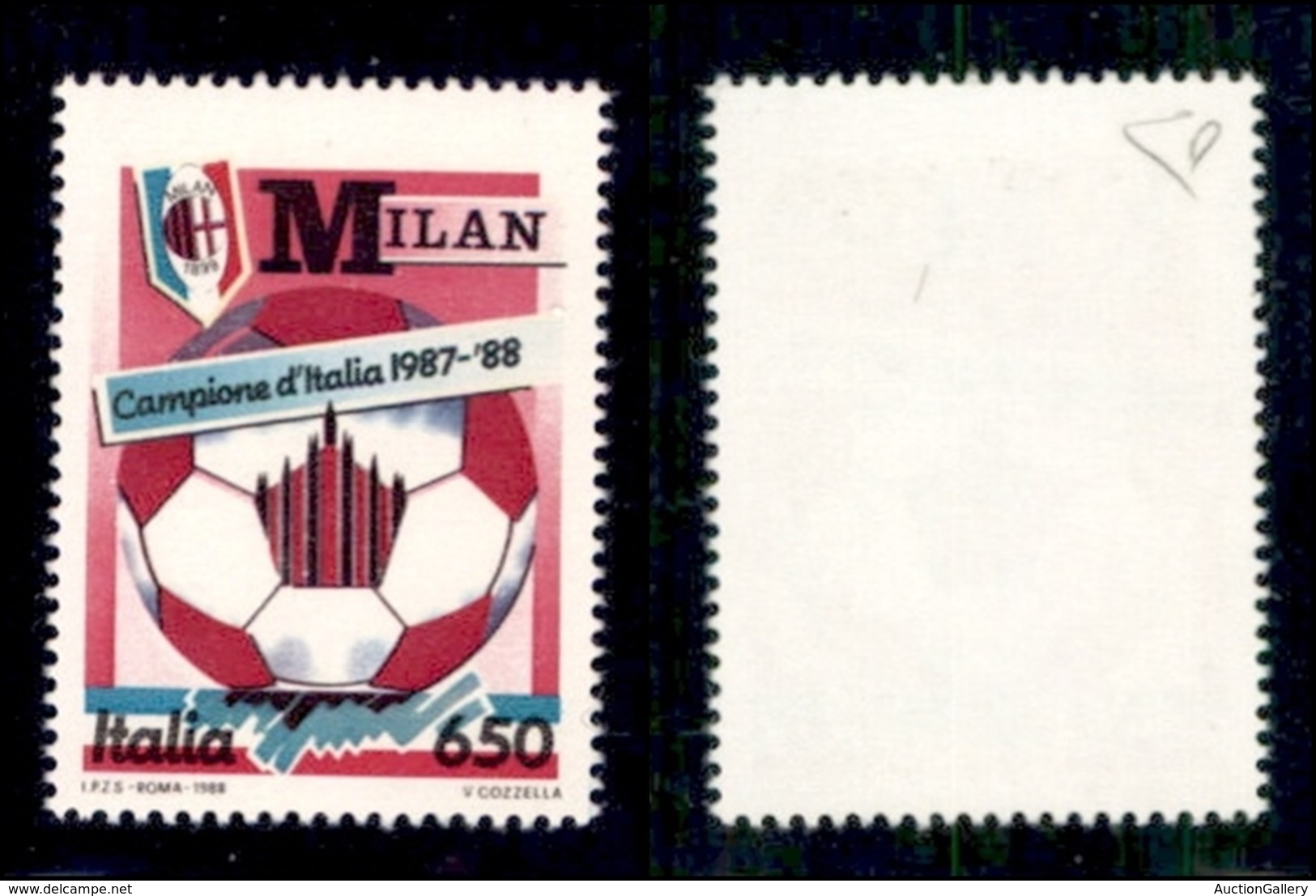 REPUBBLICA - 1988 - Milan Azzurro - 650 Lire (1836 Varietà-Specializzato 1468Ab) Con Stampa Del Giallo Evanescente - Gom - Otros & Sin Clasificación