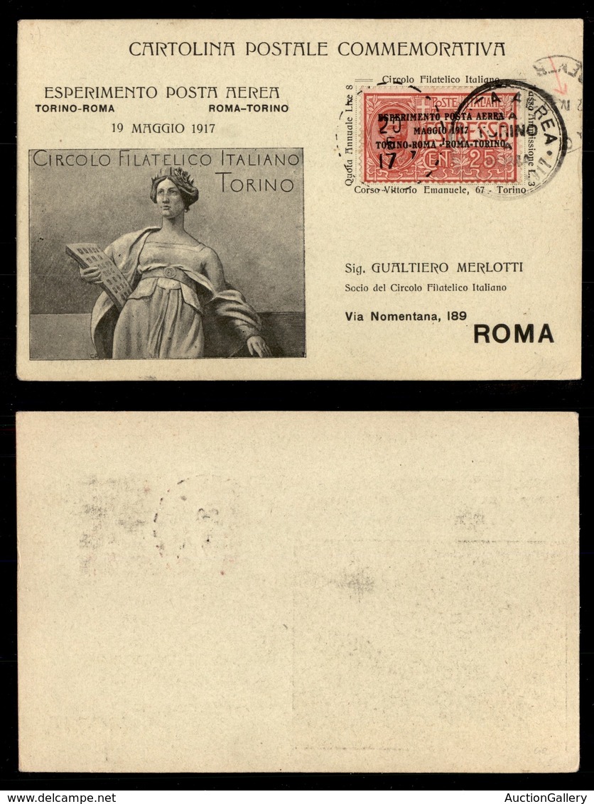 POSTA AEREA  - 1917 (20 Maggio) - Torino Roma (798) - Otros & Sin Clasificación
