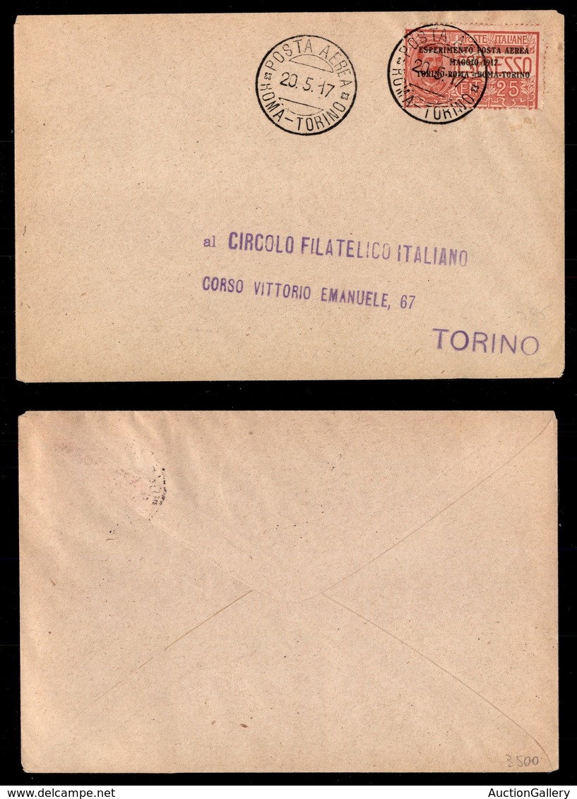 POSTA AEREA  - 1917 (20 Maggio) - Roma Torino (824) - Otros & Sin Clasificación