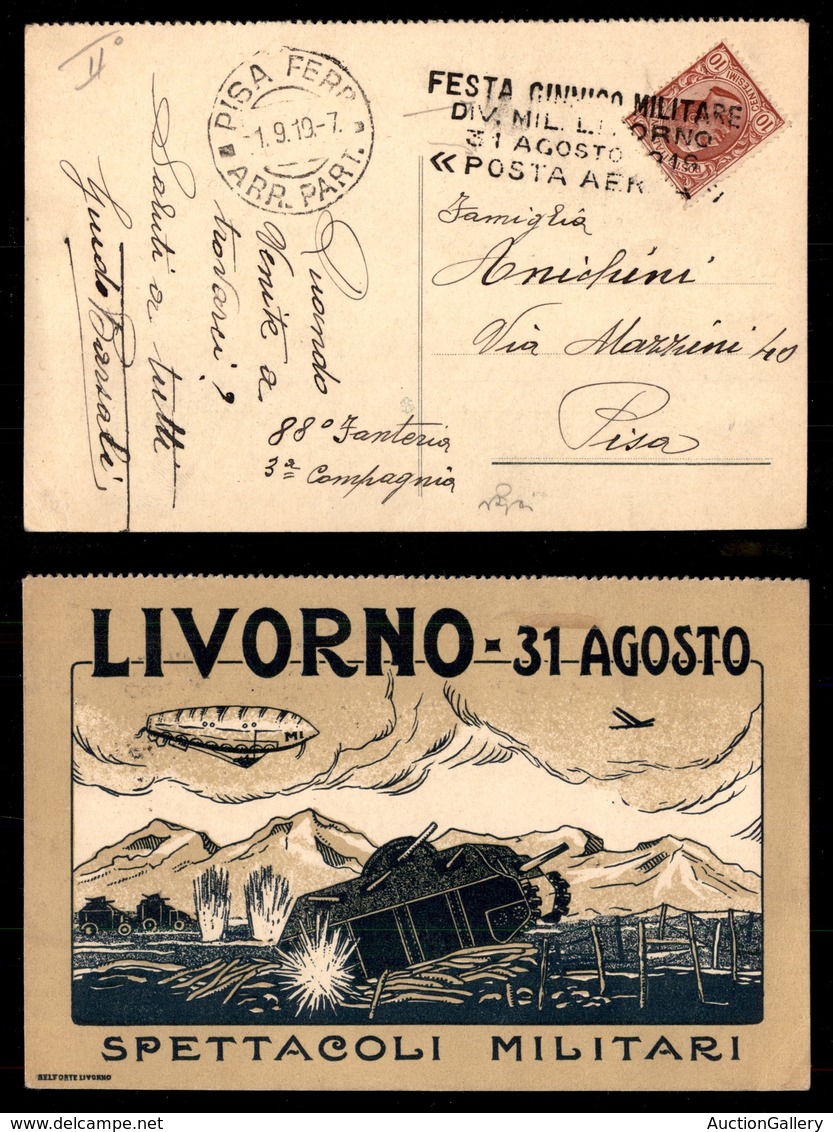 POSTA AEREA  - 1919 (31 Agosto) - Livorno Spettacoli Militari (1096) - Otros & Sin Clasificación