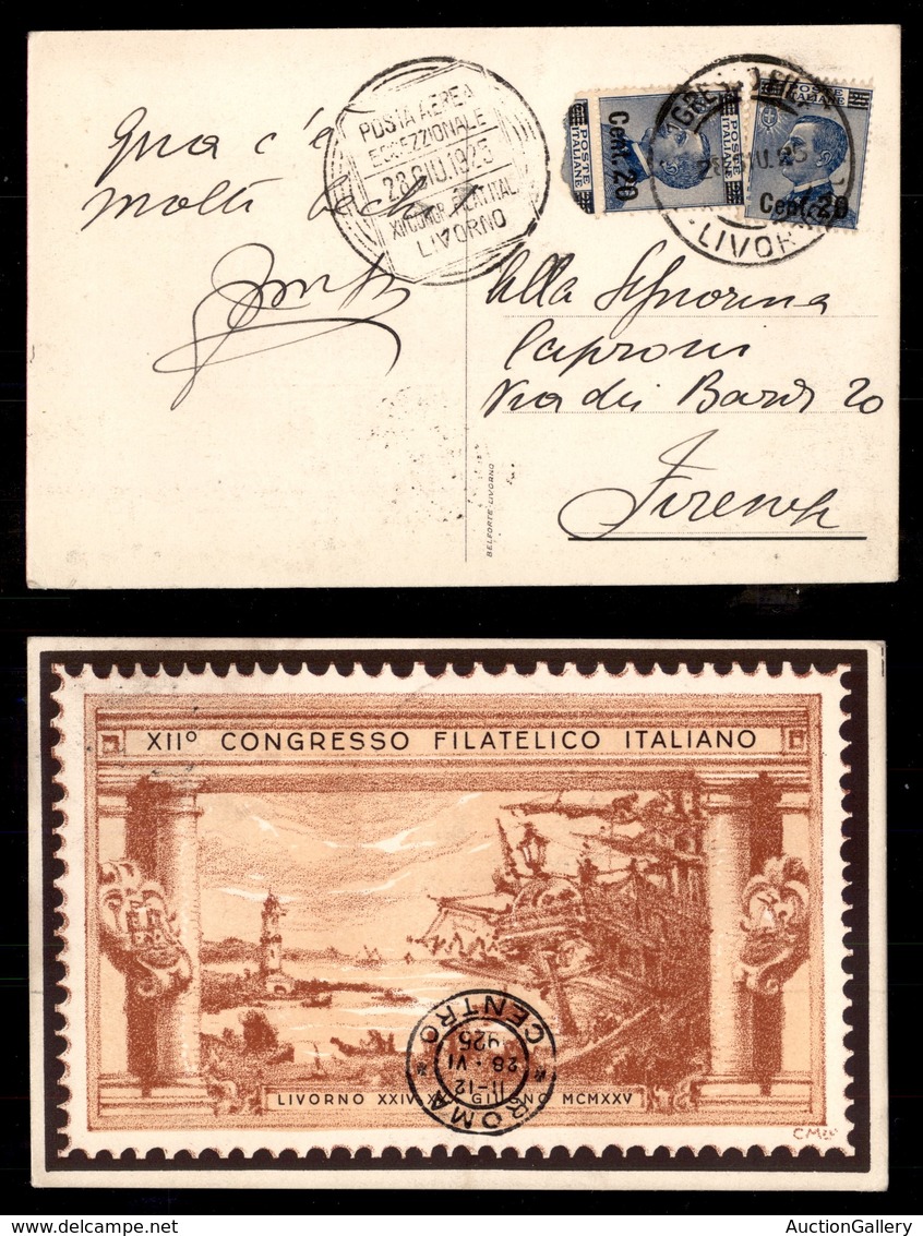 POSTA AEREA  - 1925 (28 Giugno) - Livorno Roma (1366) - Cartolina - Otros & Sin Clasificación