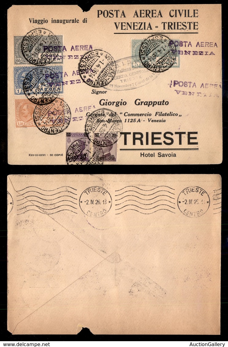 POSTA AEREA  - 1926 (1 Aprile) - Venezia Trieste (1447) - Rara Affrancatura - Otros & Sin Clasificación
