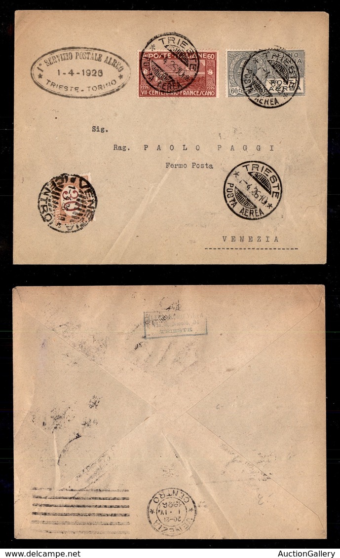 POSTA AEREA  - 1926 (1 Aprile) - Trieste Venezia (1452) - 350 Volati - Otros & Sin Clasificación