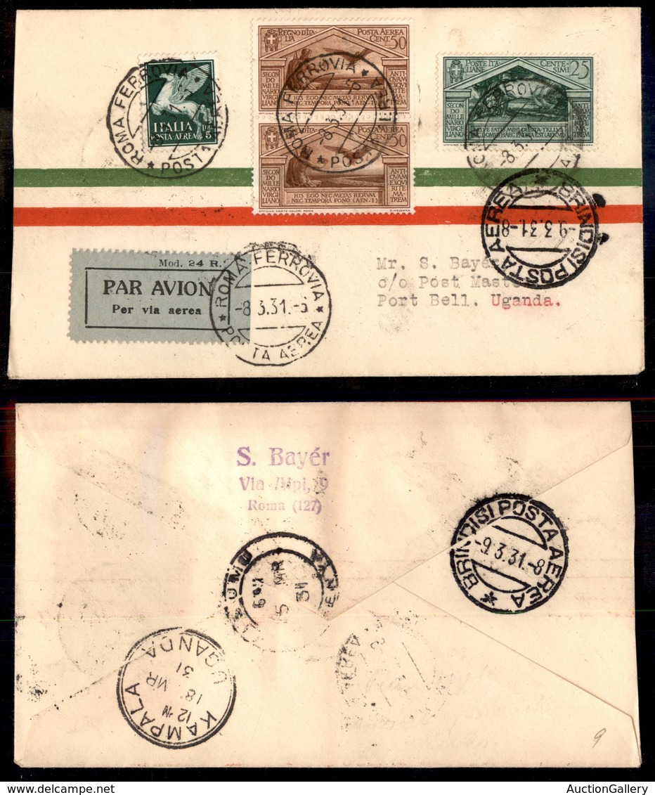 POSTA AEREA  - 1931 (8 Marzo) - Roma Port Bell (2326) - 10 Volati - Otros & Sin Clasificación