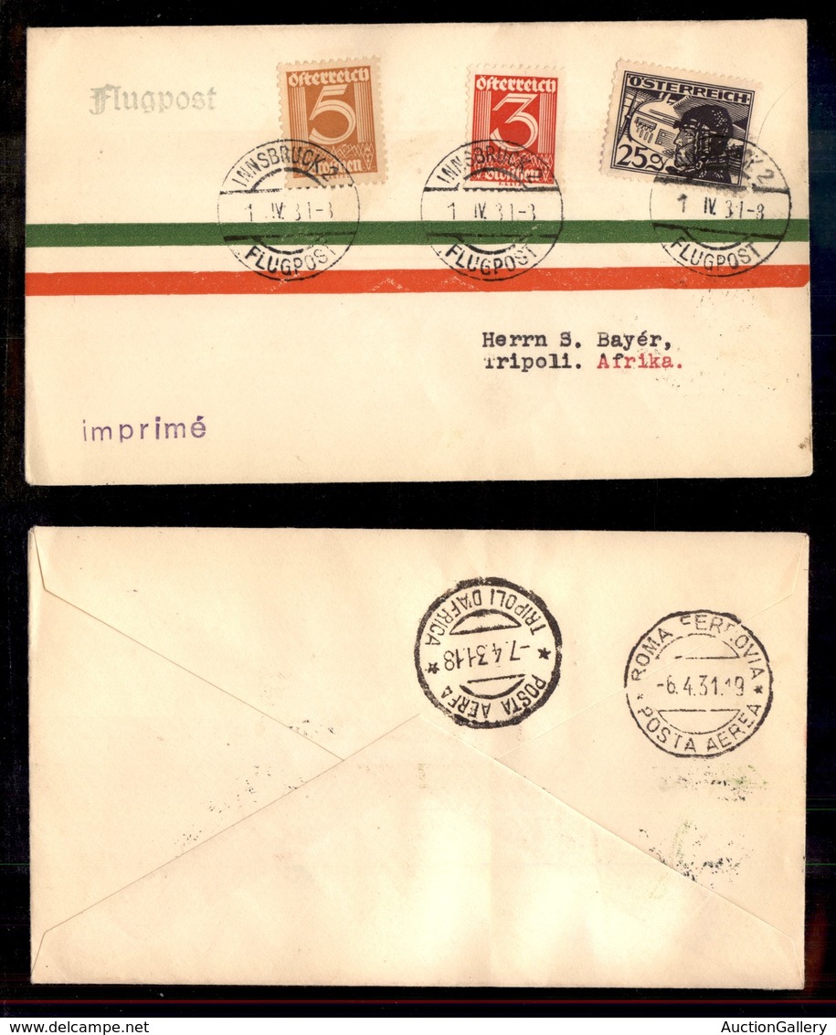 POSTA AEREA  - 1931 (1 Aprile) - Innsbruck Tripoli (2350) - 15 Volati - Otros & Sin Clasificación