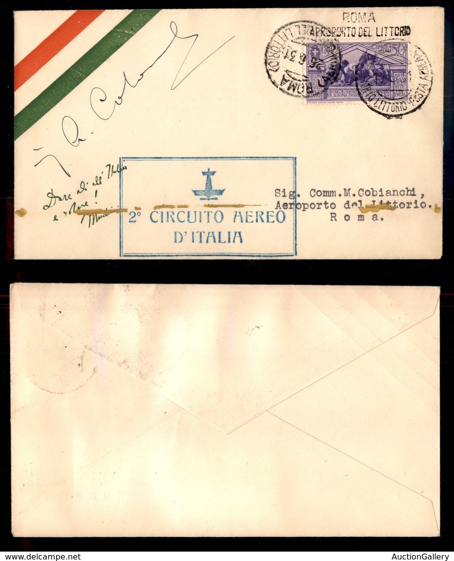 POSTA AEREA  - 1931 (26 Giugno) - 2° Circuito Aereo (2462) - Aerogramma Ricordo Con Autografo Del Pilota Colombo (vincit - Otros & Sin Clasificación