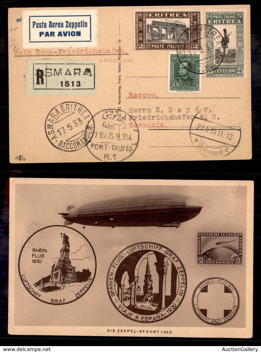 POSTA AEREA  - 1933 (17/27 Maggio) - Zeppelin - Asmara (Port Taufiq) Friedrichshafen - Otros & Sin Clasificación