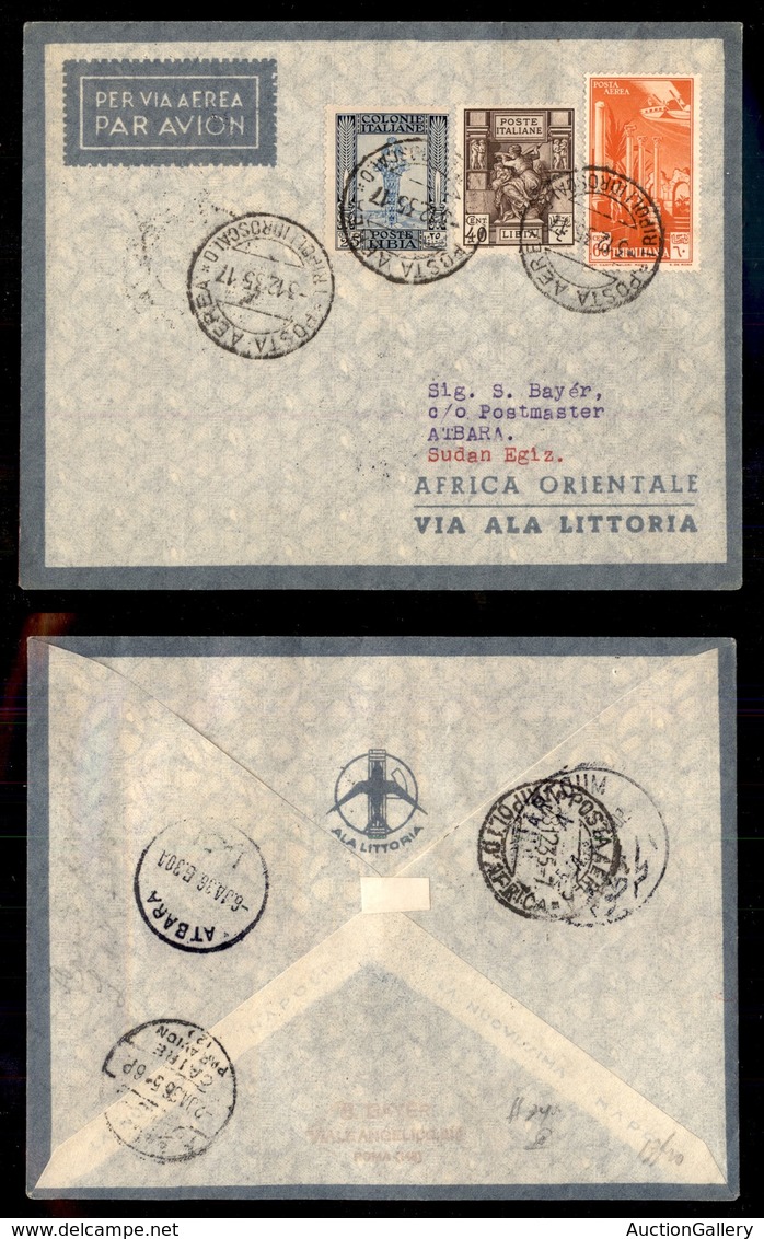 POSTA AEREA  - 1935 (3 Dicembre) - Tripoli Atbara (3442) - 20 Volati - Altri & Non Classificati