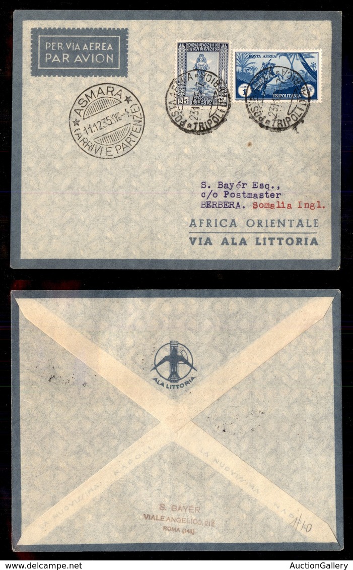 POSTA AEREA  - 1935 (3/4 Dicembre) - Tripoli Berbera (3449) - Asmara 11.12.35 - 10 Volati - Otros & Sin Clasificación